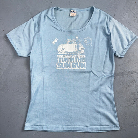 Oregon Fun In The Sun VTG T Shirt Womens Large Tee 1981 80s Tractor Cars Motor