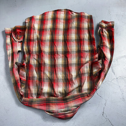 VTG Big Mac JC Penny Thick 100% Cotton Flannel Work Shirt M 70s Plaid Thrashed