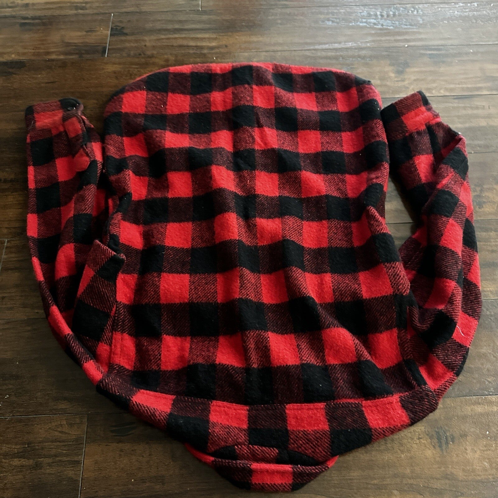Vintage Penneys Towncraft Red Black Plaid Flannel Shirt Sz M Checker 60s 70s