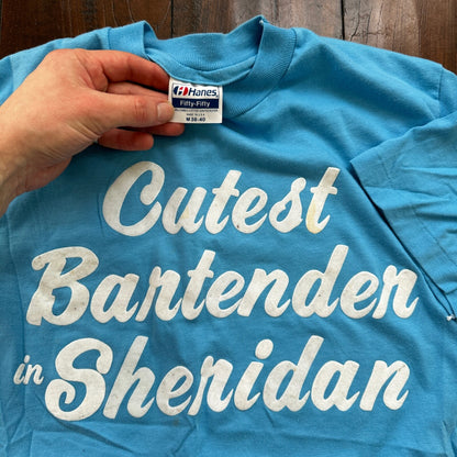 Cutest Barender Quote 80s Hanes Vintage T Shirt Sheridan Blue Portland Oregon