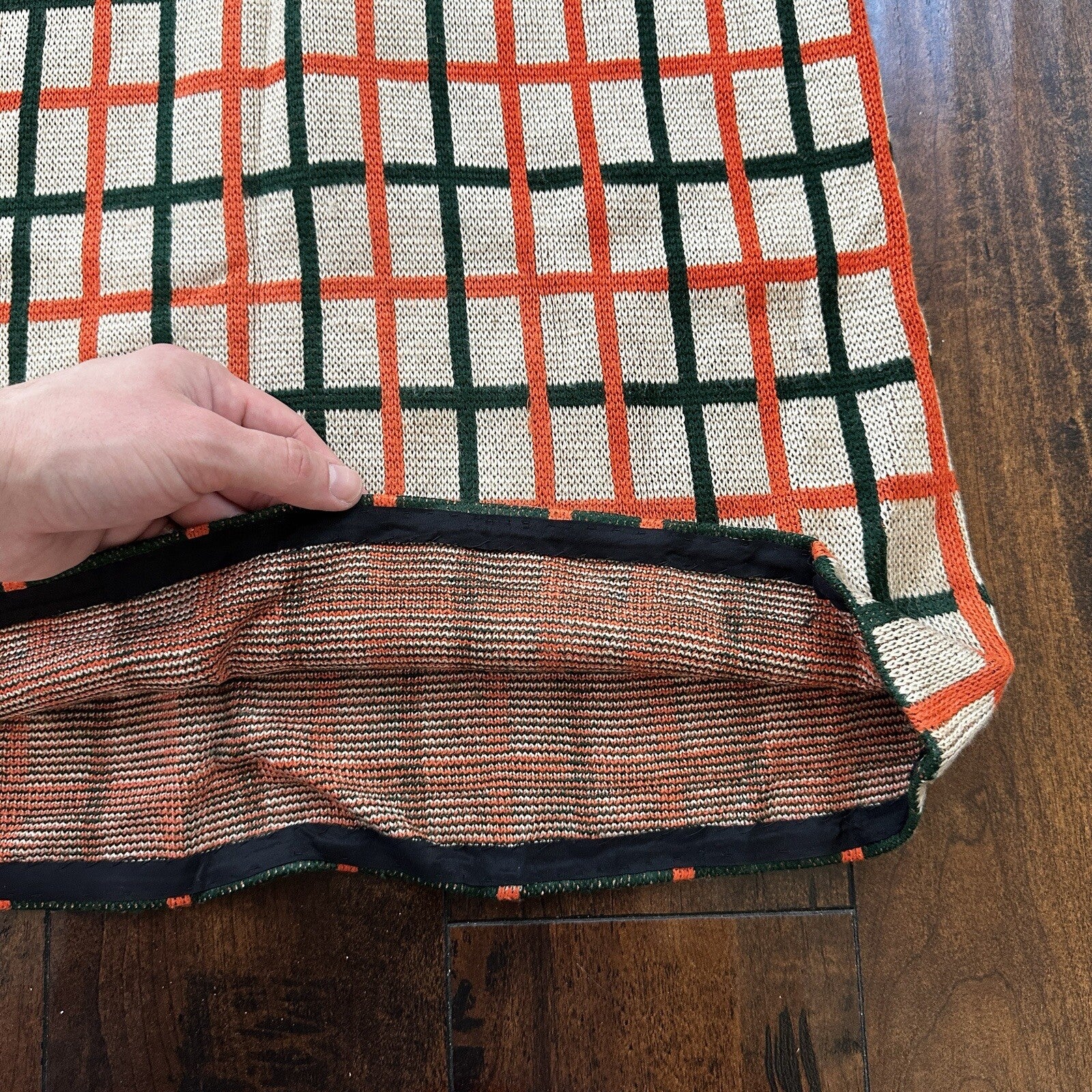 Silverworm Vintage Rockabilly Orange Green Dress Sweater 1960s 60s Checker