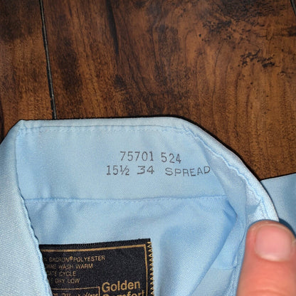 Sears Blue Vintage Button Down Work Shirt Dress 60s 70s Sanforized