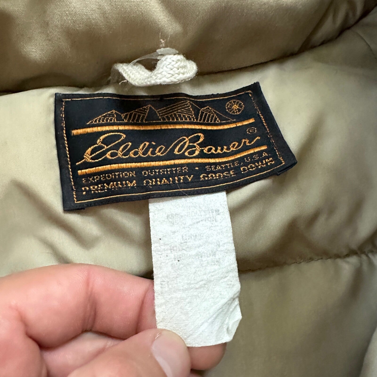 Vintage 1970s 1980s Eddie Bauer Goose Down Puffer Parka Jacket Tan Men's L 70s