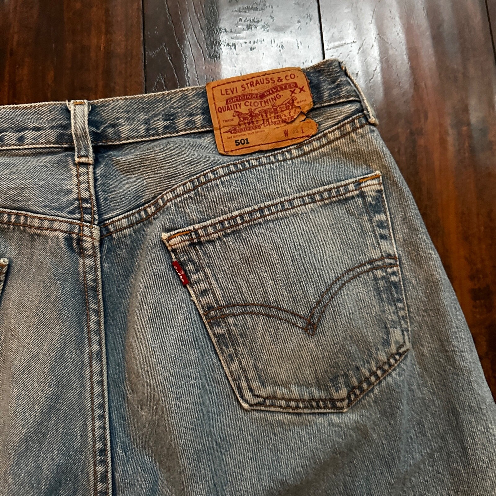 Levis 501 Vintage Y2K Straight Leg XX 2000s Jeans 36x34 Light Wash Act 33x33