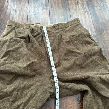 WWII Army Wool Field Trousers 35x28 Cold Weather Green 1940s 40s Destroyed USMC