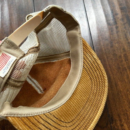 John Deere 50 Series VTG Hat Cap Snapback 90s Leather Corduroy Brown