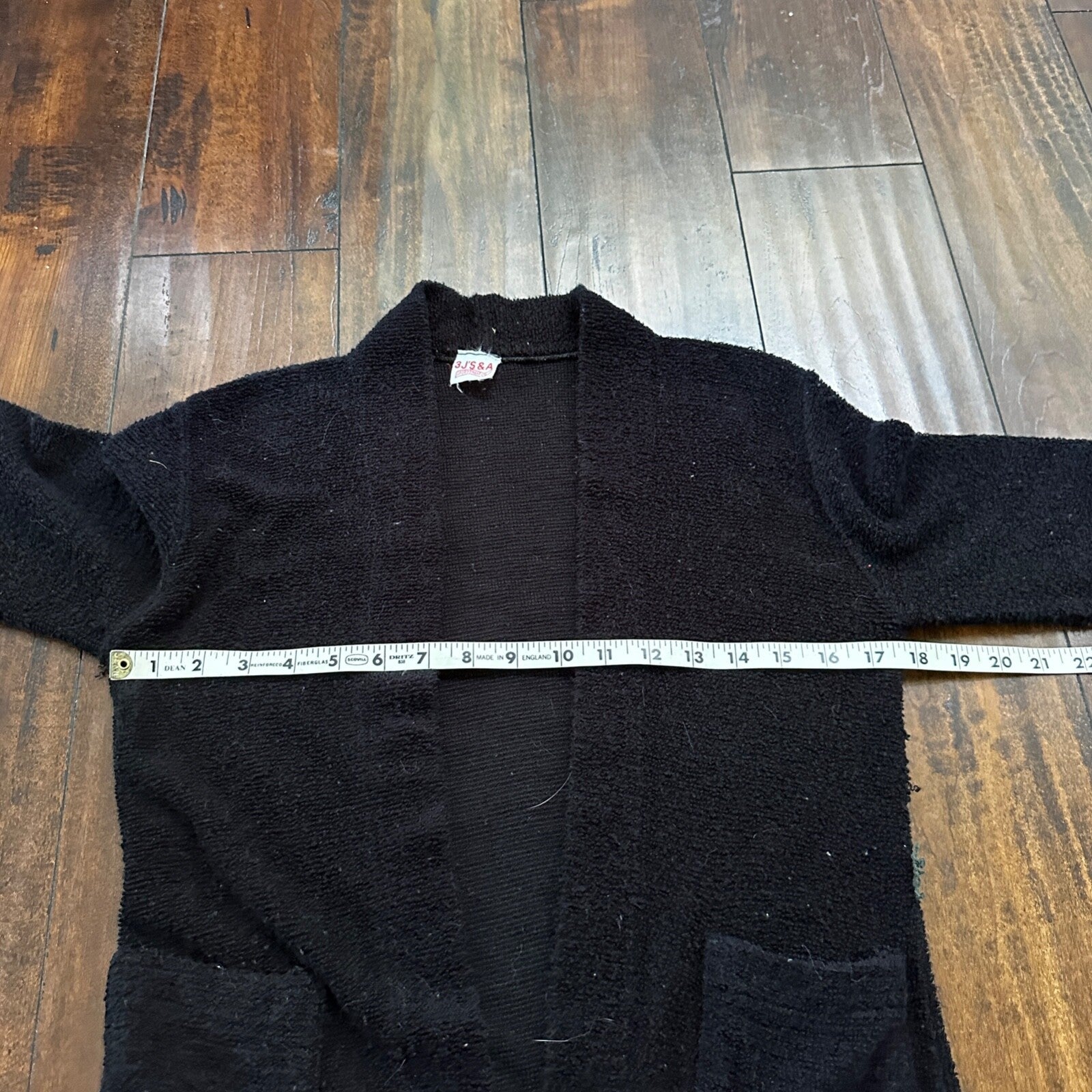 Vintage 60's Full Fashioned Acrylic Knit Cardigan Sweater Black Woman Size Small