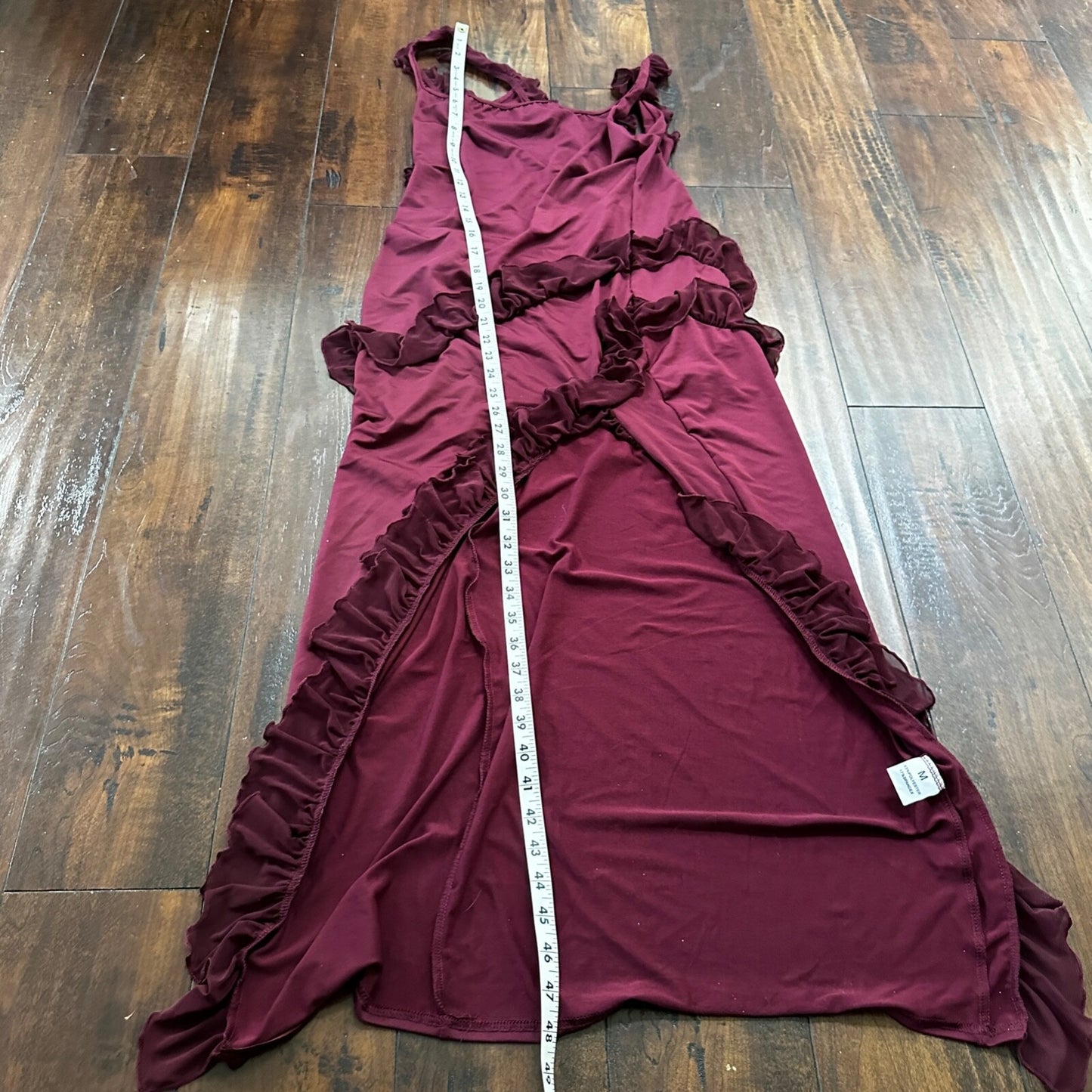 Womens ARIELA Maroon Sexy Midi Dress Strappy Summer Beach Split Sundress M