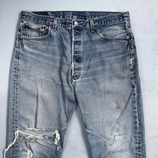 Levis 501 Vintage 90s XX Straight Leg Mexico Jeans 38x34 Light Wash Act 35x31