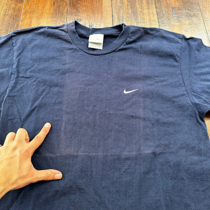 Nike Navy Blue Vintage T Shirt Y2K Basic Center Swoosh Simple Essential Tee