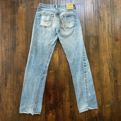 Levis Vintage 80s Redline Selvedge USA 501 XX Jeans Light Wash 33x36 Act 30x34