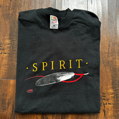 Spirit Feather Vintage T Shirt Black 90s 2XL FOTL Basic Saga Art Animals Travel