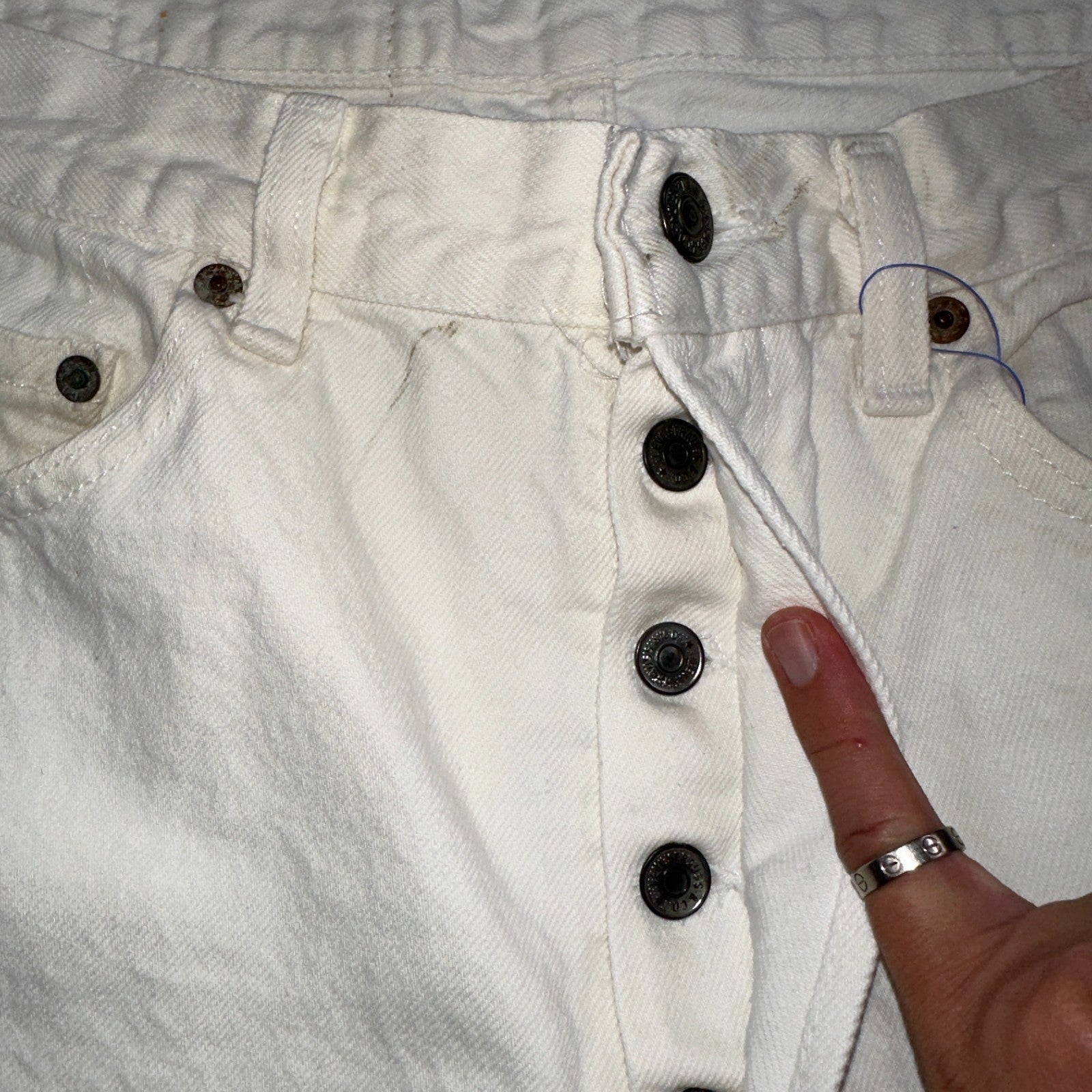 Levis 501 Vintage 80s USA XX Straight Leg Jeans White Light Wash 34x32 Act 31x31