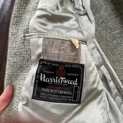 Vintage 1960s Robert Hall Smoke Grey Tweed Shaggy Flecked Blazer Jacket 60s