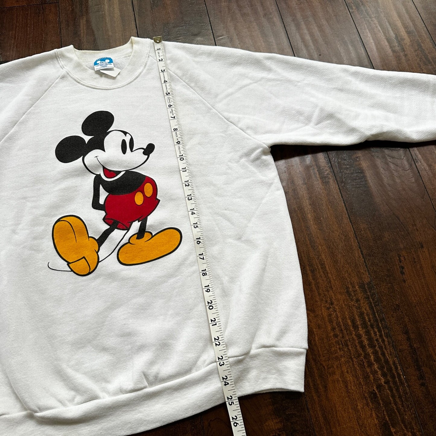 VTG 80s Mickey Mouse Sweatshirt USA L Mens White Pullover Crewneck 1980s