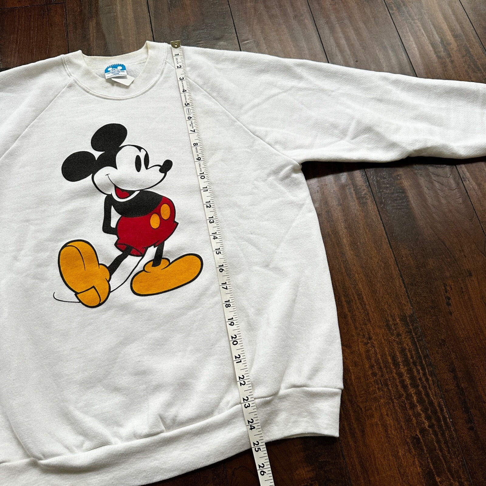 VTG 80s Mickey Mouse Sweatshirt USA L Mens White Pullover Crewneck 1980s