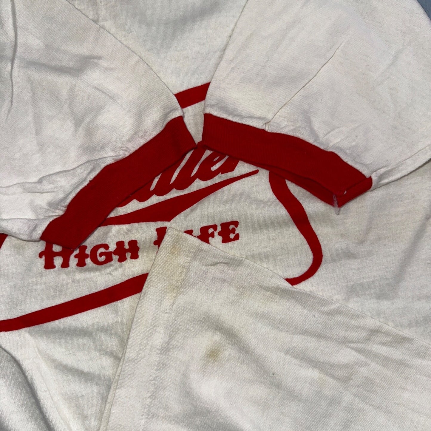 Miller High Life Ringer 80s Promo VTG T Shirt Rare Graphic Single Stitch Beer