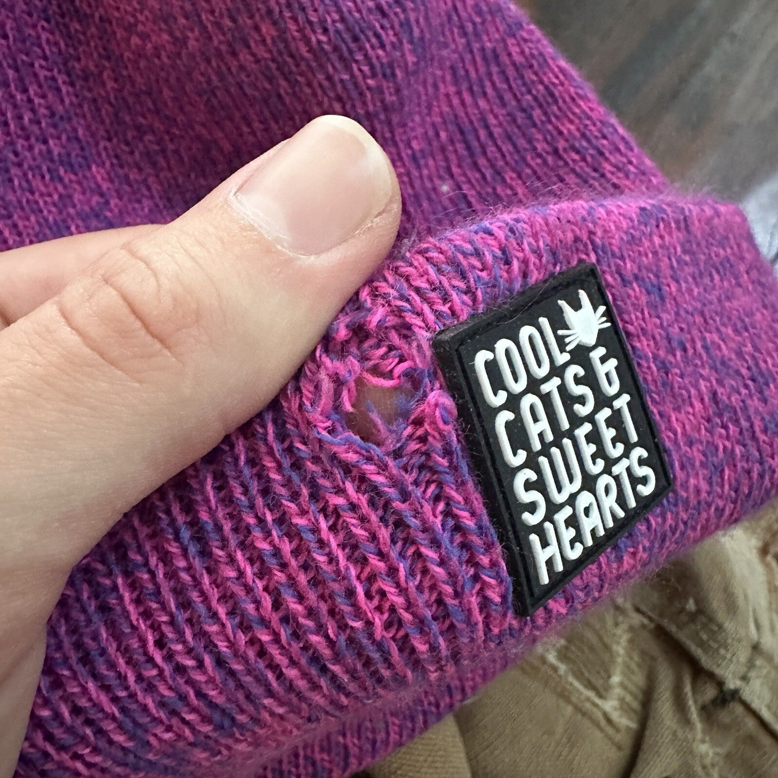 H&M Cool Cats Sweet Heart Knit Beanie Cute Winter Rare Pink Purple Girls