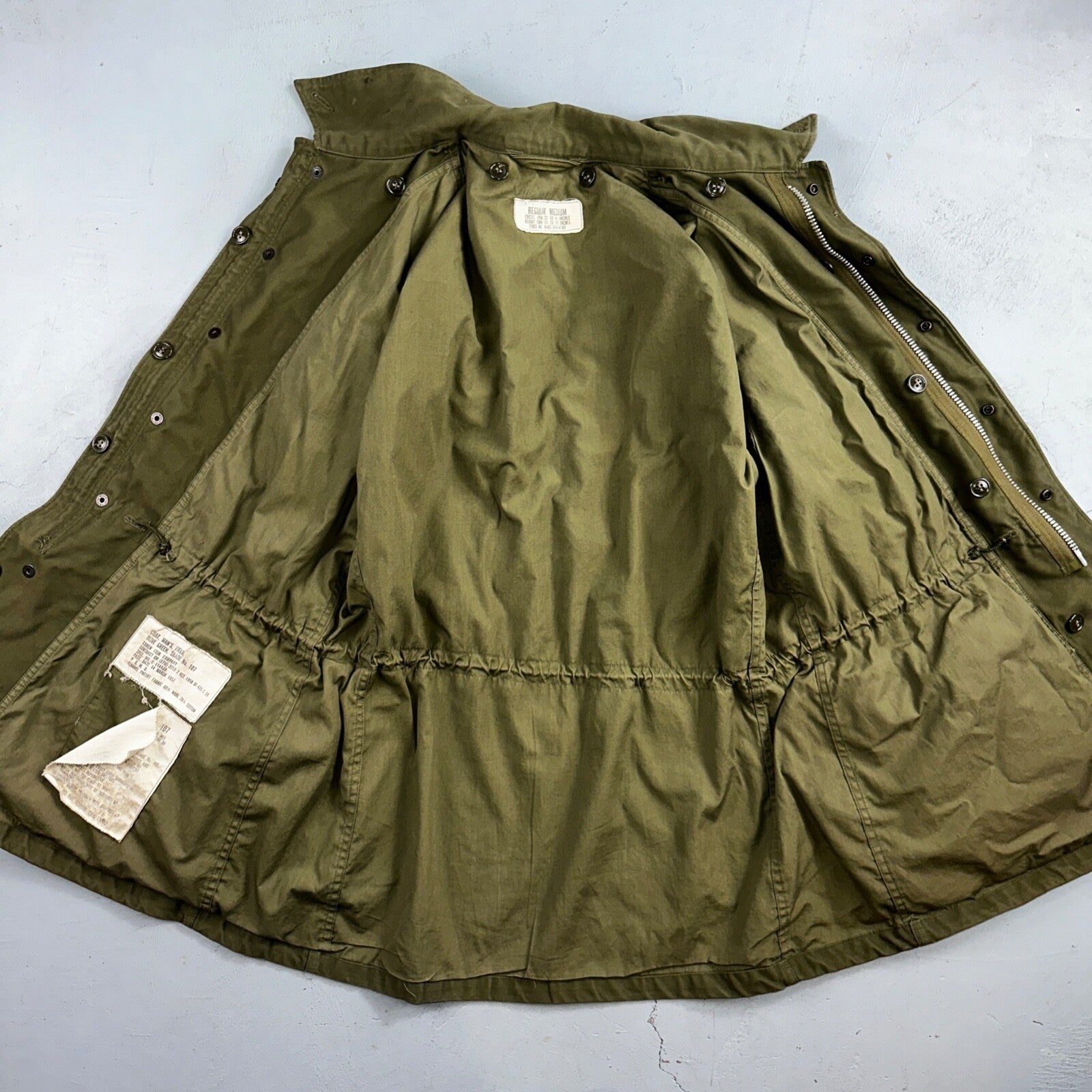 Vintage US Army Military OG 107 M-1951 Field Coat Jacket Mens Size M M65 1957