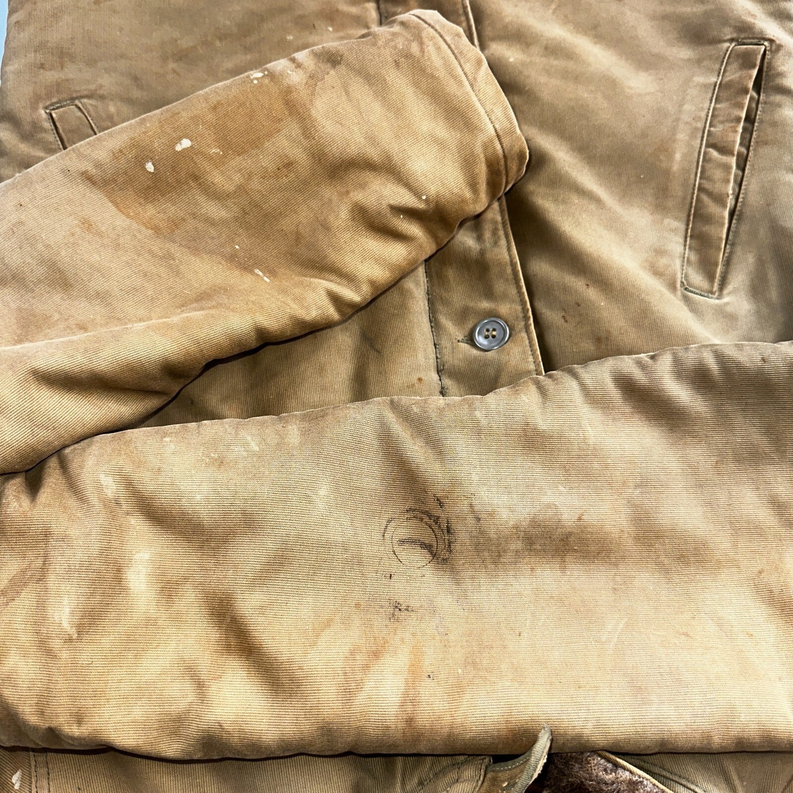 VTG WWII US NAVY USN N1 Deck Jacket Sz 38 Alpaca Stencil Work Coat Rare WW2