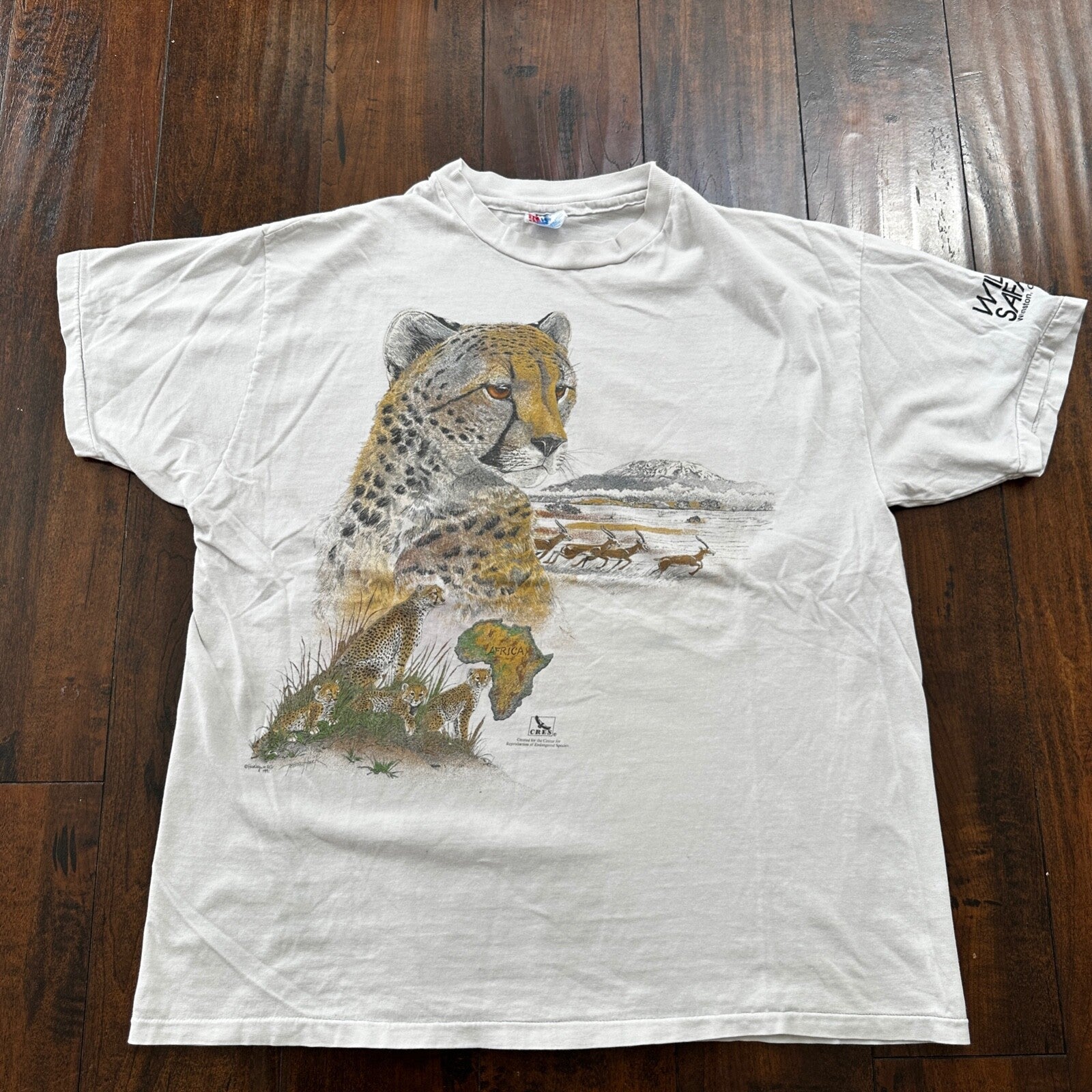 Cheetah Cat Vintage T Shirt Oregon Safari Wildlife Animals Love 80s Rap Single
