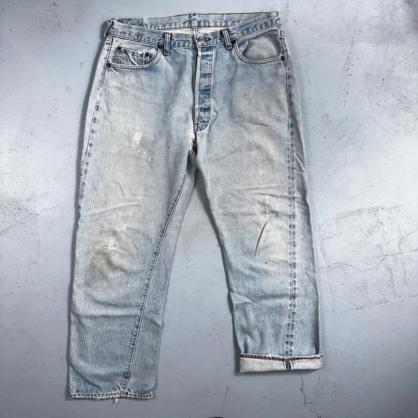 Levis 501 Vintage 80s Redline Selvedge USA XX Jeans Light Wash 38x32 Act 34x27