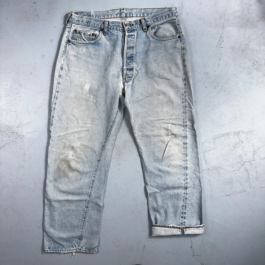 Levis 501 Vintage 80s Redline Selvedge USA XX Jeans Light Wash 38x32 Act 34x27