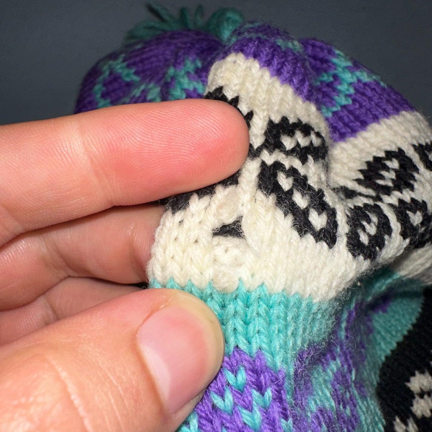 Vintage Turtle Fur Winter Beanie Hat Made in USA Wool Lined Snowflake Earflap