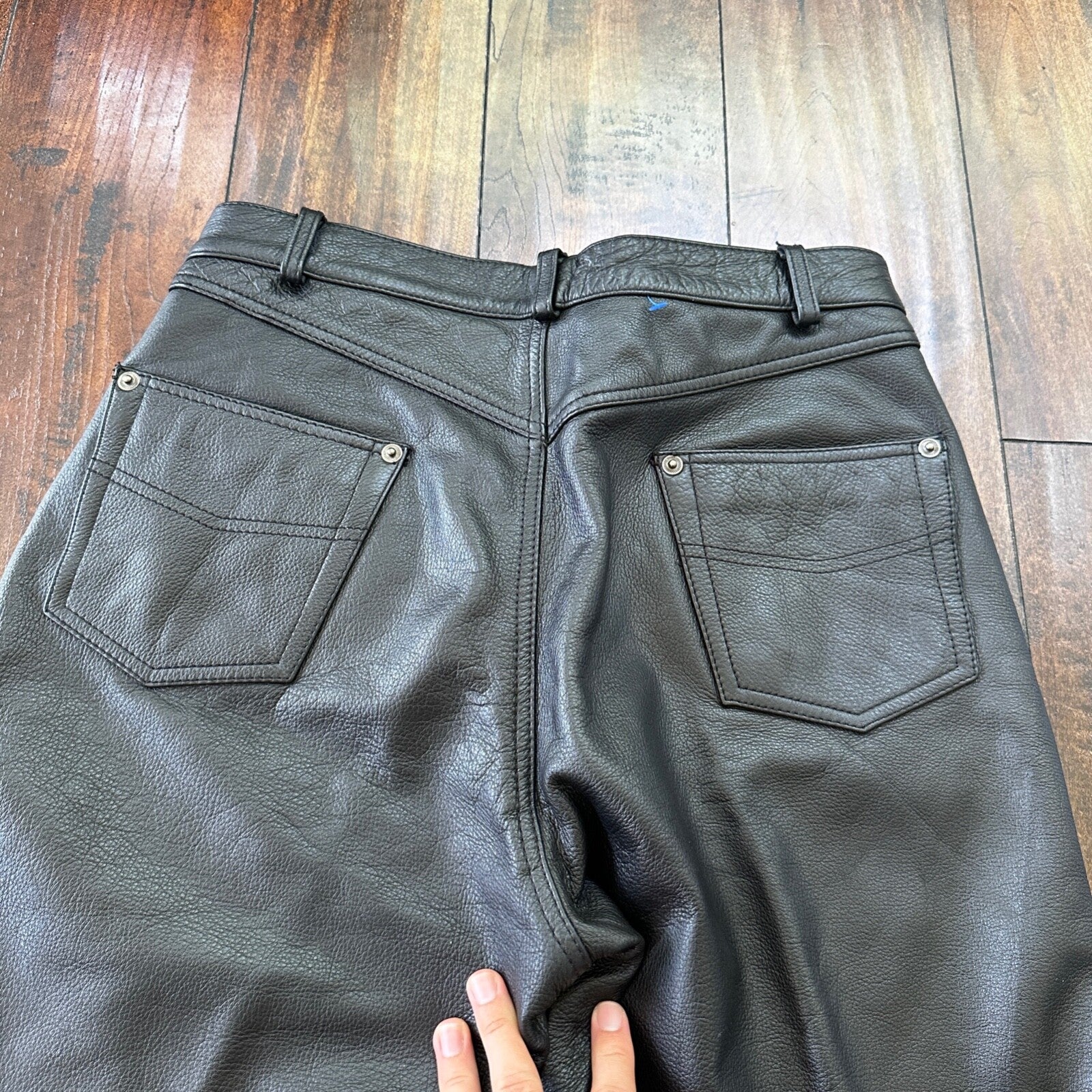 Vintage Wilsons Men's Lined Black Heavy Leather Pants Size 32 Act 30x29 Biker