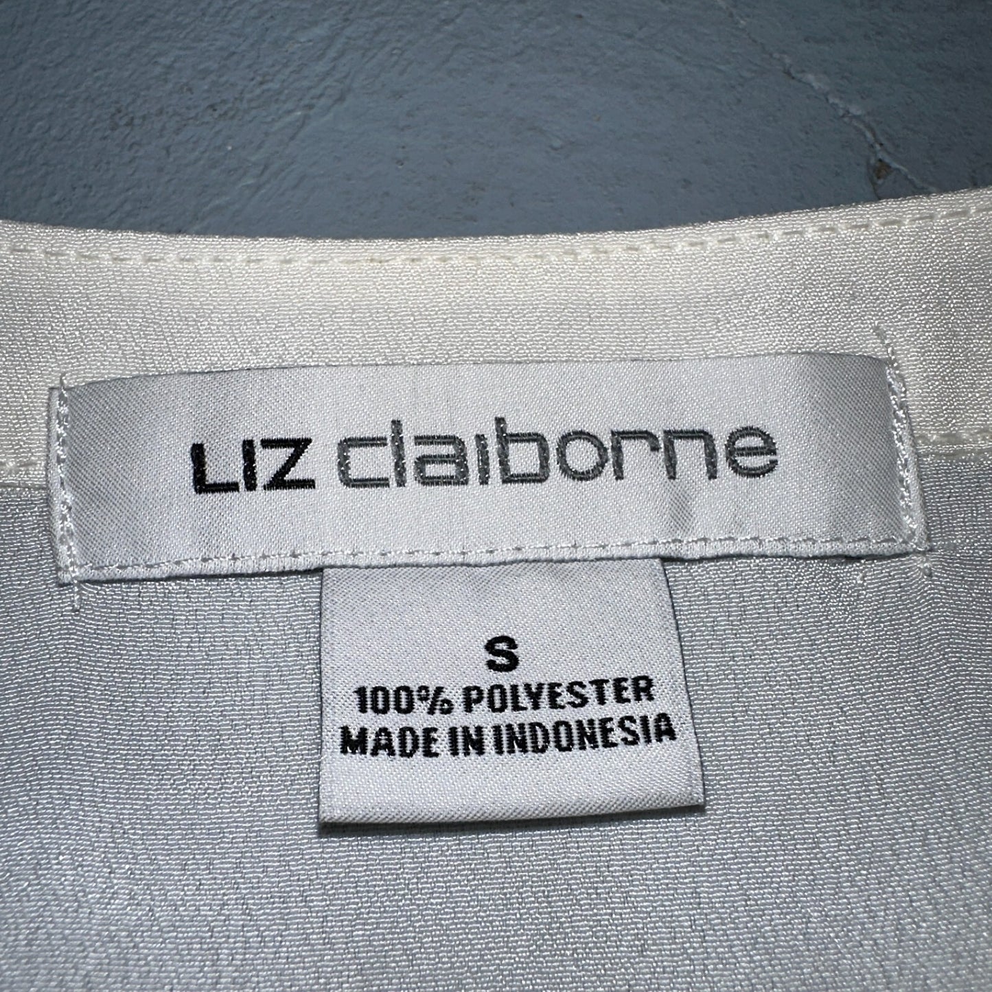 LIZ CLAIBORNE Womens Long Sleeve Button Front Blouse Shirt Studs Sz S Ivory