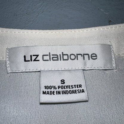 LIZ CLAIBORNE Womens Long Sleeve Button Front Blouse Shirt Studs Sz S Ivory