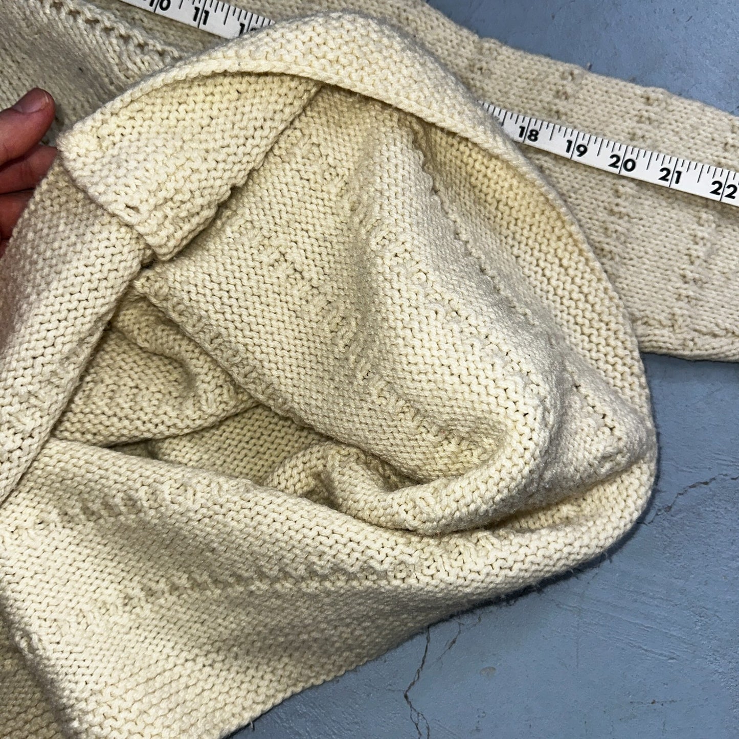 1970s VTG Sweater Cable Knit 70s 80s Ivory Off White Warm Grandma Core Button Up