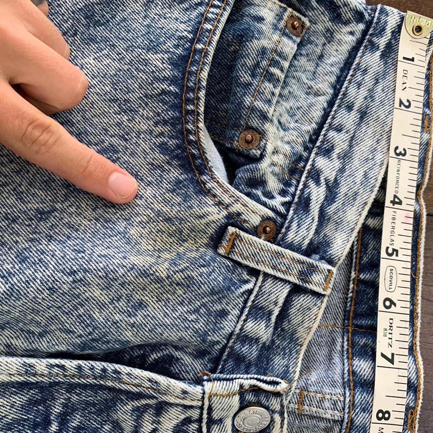 Levis 501 Vintage 80s USA XX Straight Leg Jeans Blue Acid Wash 33x32 Act 30x29