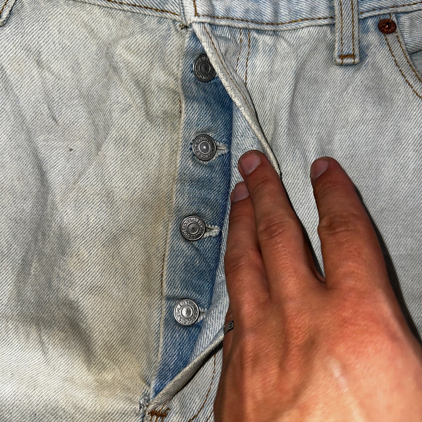 Levis 501 Vintage 90s UK Straight Leg Jeans Blue Light Wash 38x36 Act 37x30