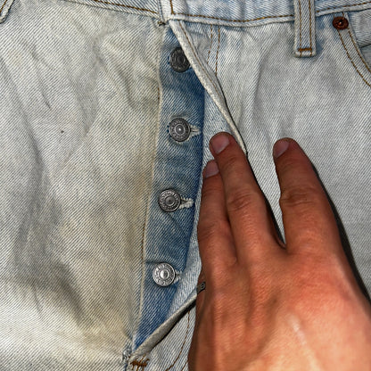 Levis 501 Vintage 90s UK Straight Leg Jeans Blue Light Wash 38x36 Act 37x30