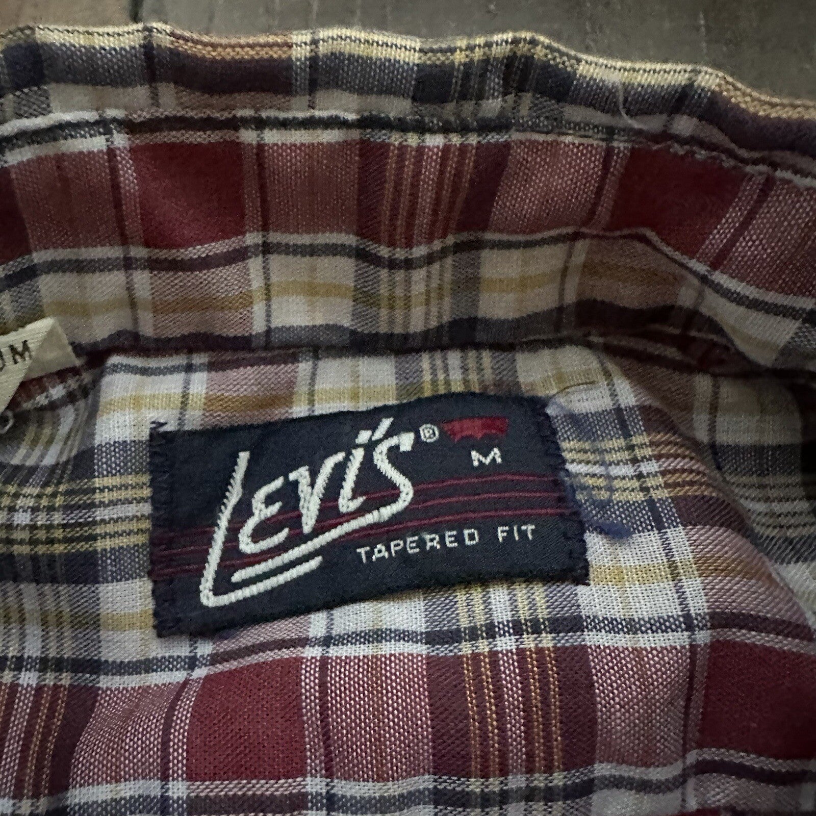 Vintage 70s Levis Mens Shirt M Tapered Fit blue Red Plaid Button Up 80s Big E