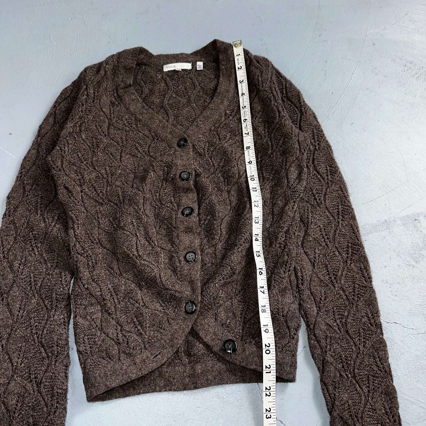Vince Wool Cashmere Sweater Size XS Brown Cardigan Alpaca Chunky Knit