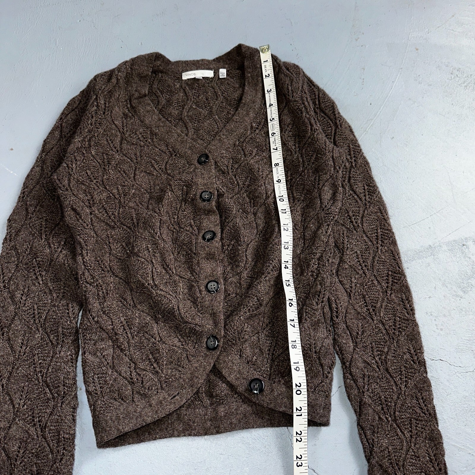 Vince Wool Cashmere Sweater Size XS Brown Cardigan Alpaca Chunky Knit
