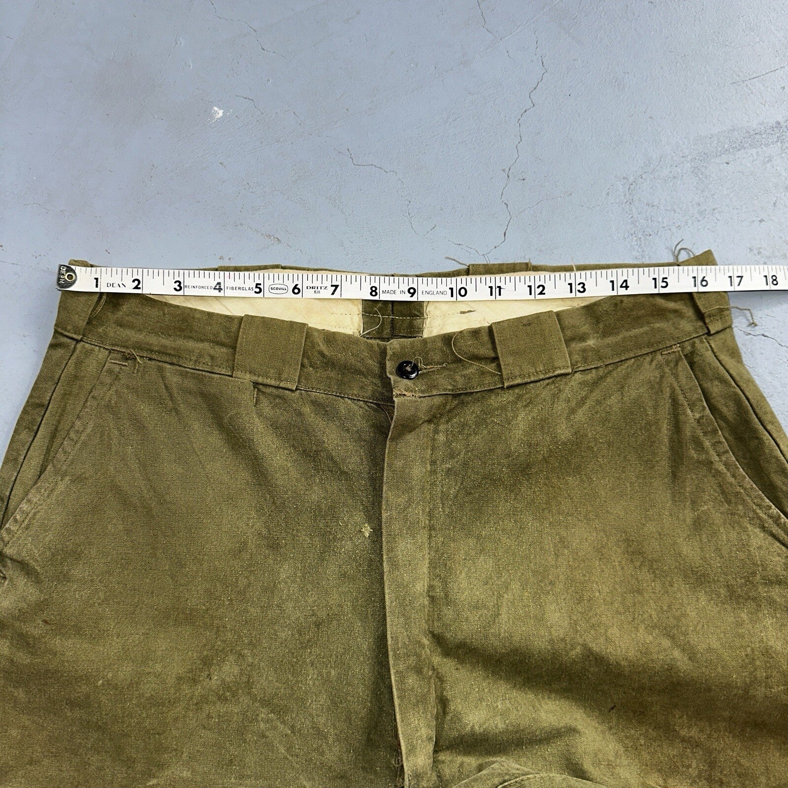 Vintage 50s 60s Duck Canvas Hunting Pants Zip Size 33x26 Rockabilly Double Knee