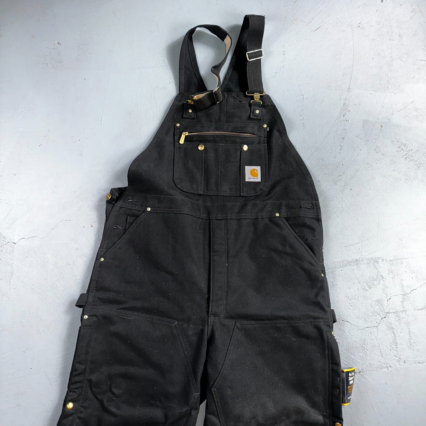 Carhartt R41 Quilt Lined Bib Overalls Mens 42x30 Black Duck Double Knee Tags VTG