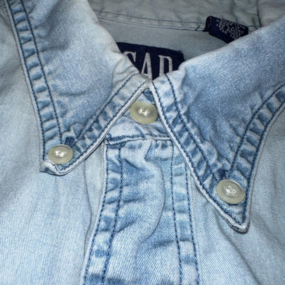 Gap 90s VTG Denim Shirt Mens XL Blue Cotton Casual Standard Button Up Faded