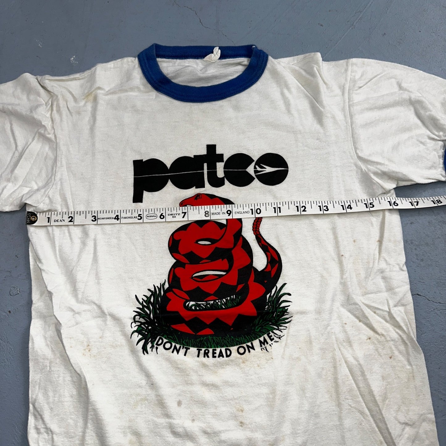 Patco Snake Ringer VTG T Shirt 80s Tread On Me Rockabilly White Band Rock Grunge