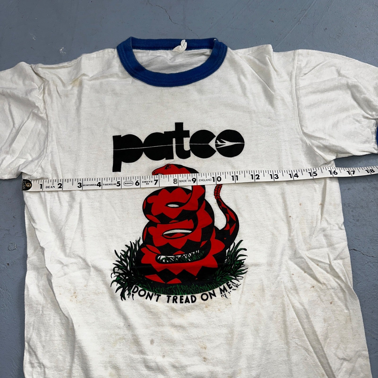 Patco Snake Ringer VTG T Shirt 80s Tread On Me Rockabilly White Band Rock Grunge