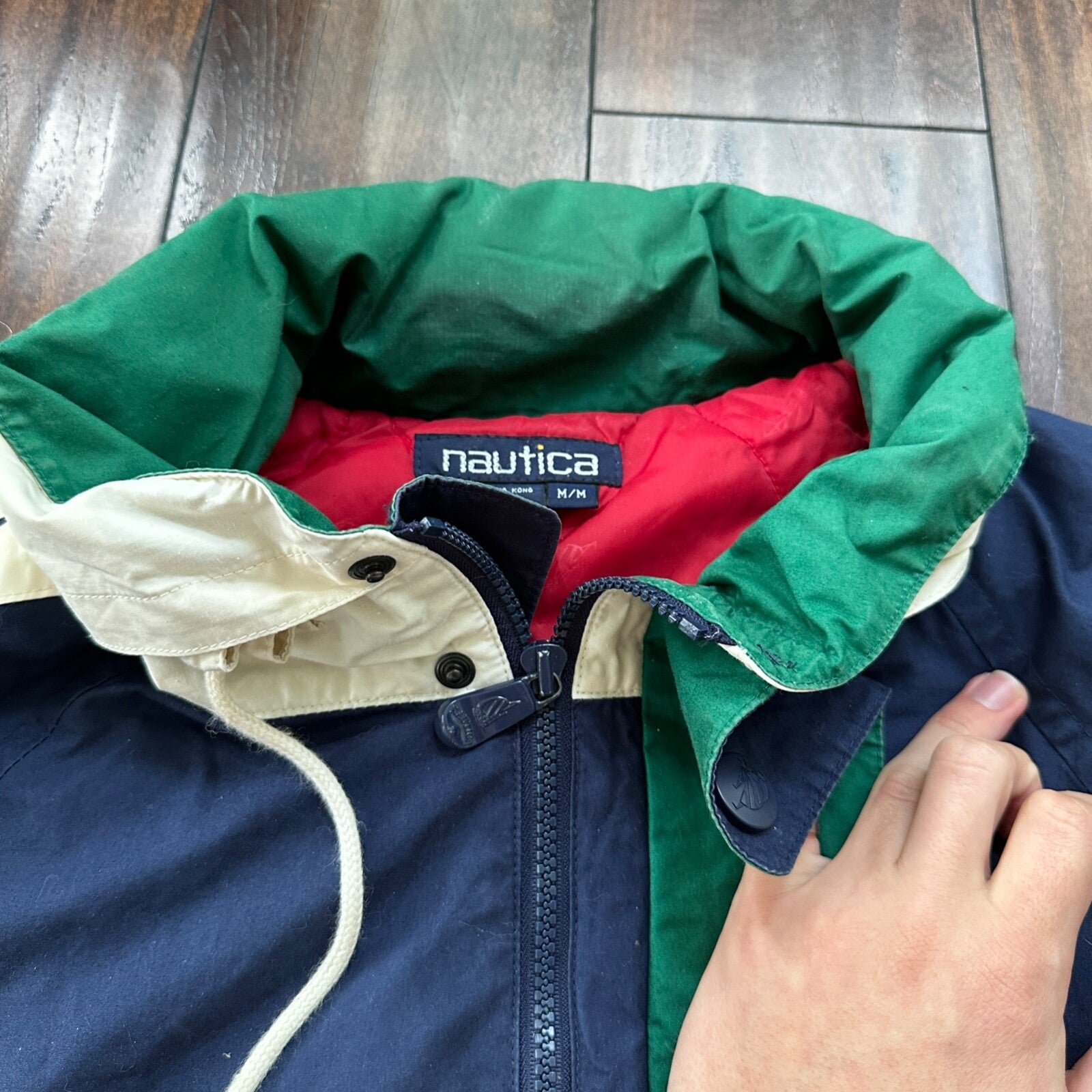 VTG Nautica Sport Racer Mens Color Block Jacket Coat M 90s Full Zip Rare