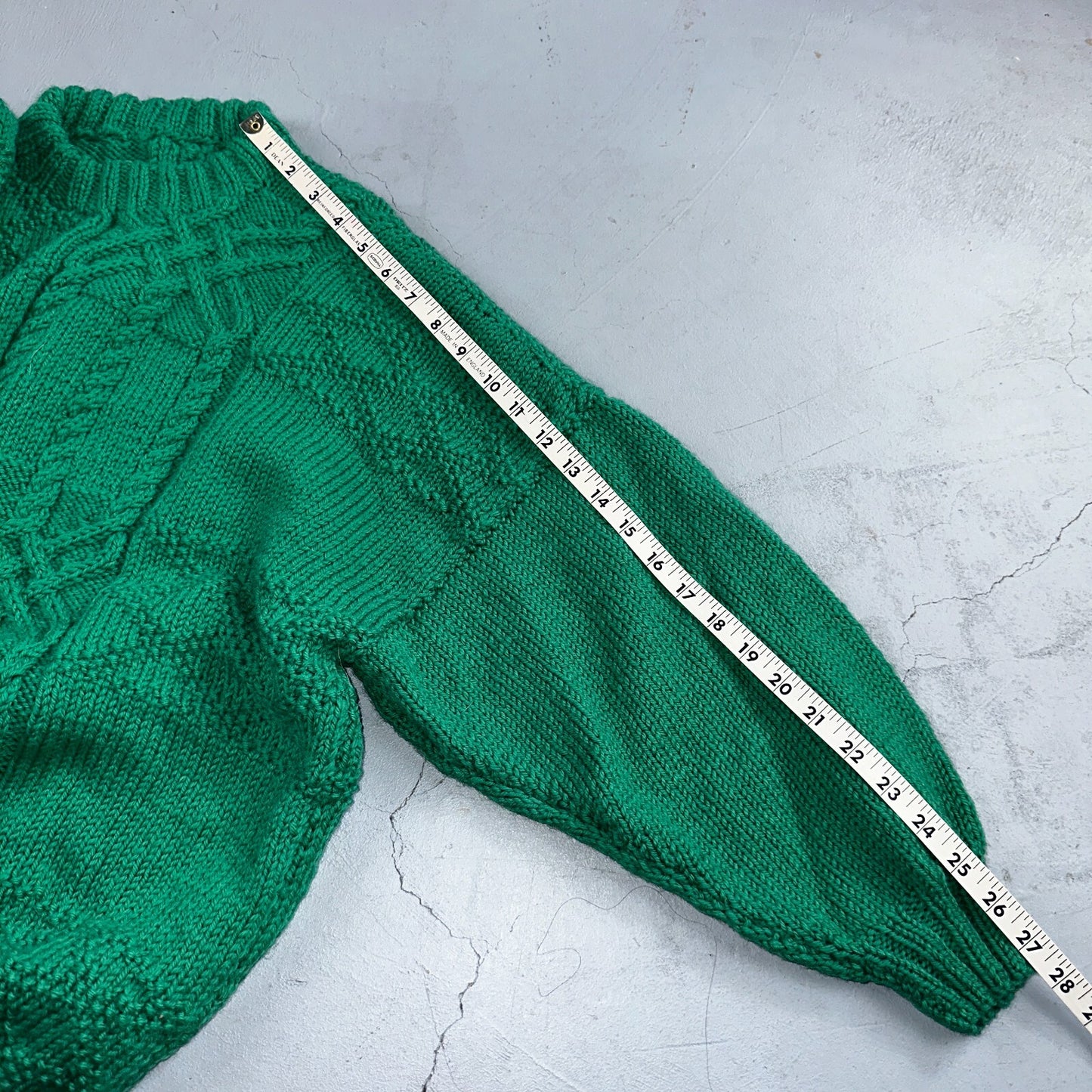 Vtg 80s Chunky Cable Knit Sweater Emerald Green Size Large Fisherman Core Yacht