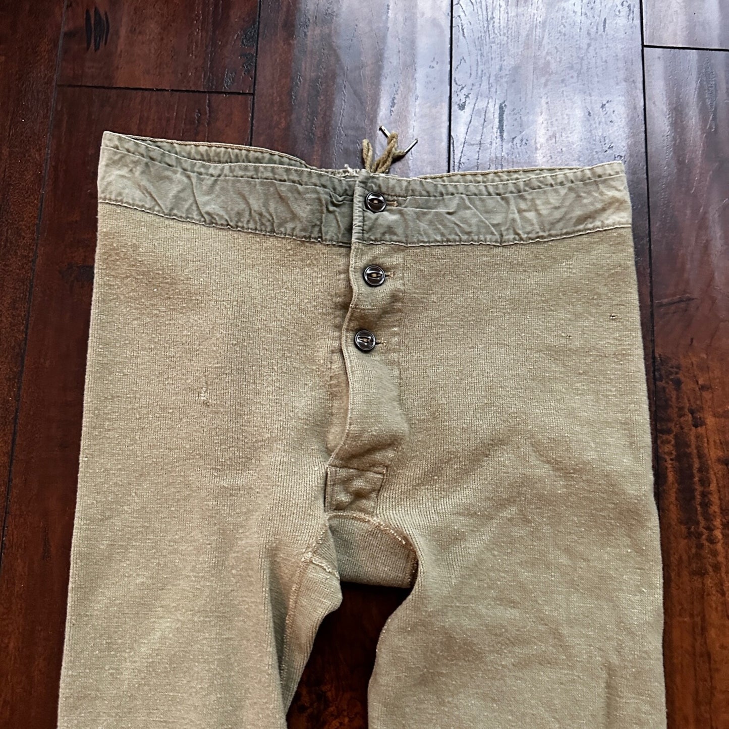 VTG WWII US Military Thermal Wool Pants Joggers Sweatpants 1940s USN Green