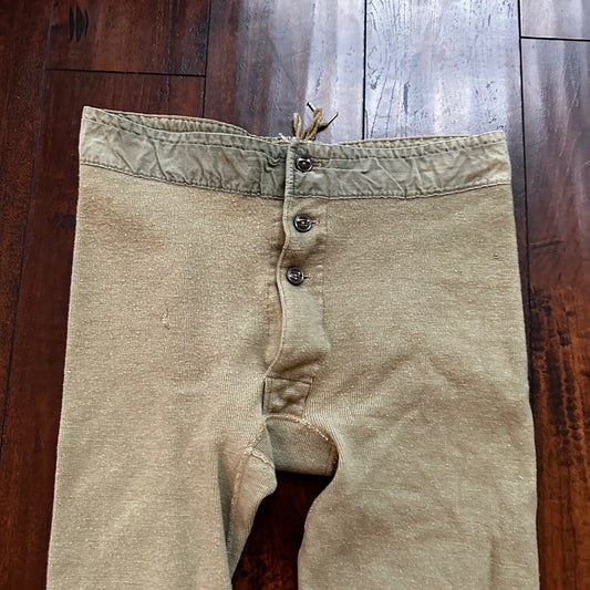VTG WWII US Military Thermal Wool Pants Joggers Sweatpants 1940s USN Green