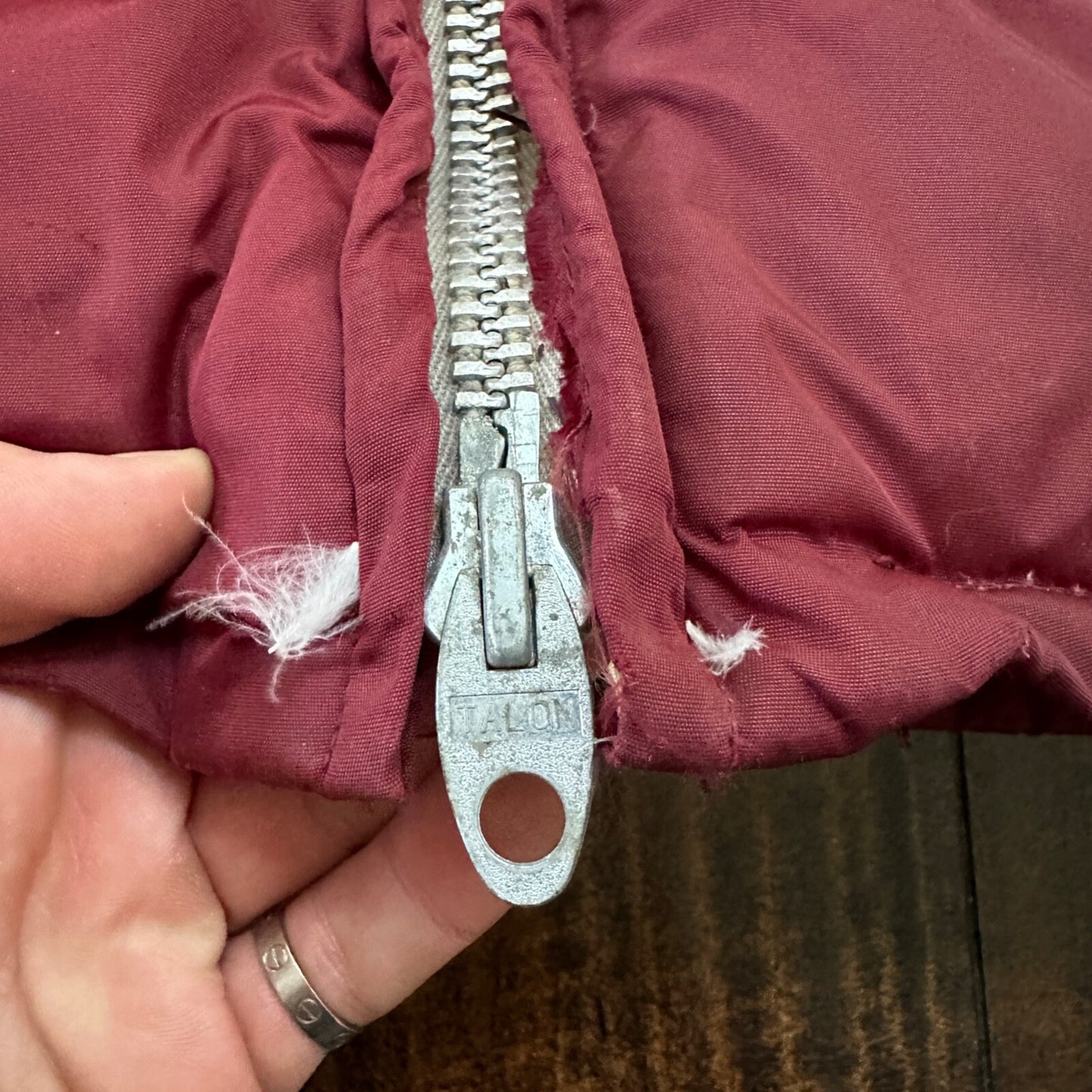 Vintage 1960s Goose Down Alp Sport Jacket L Ski Parka Coat Red Talon zip Bauer