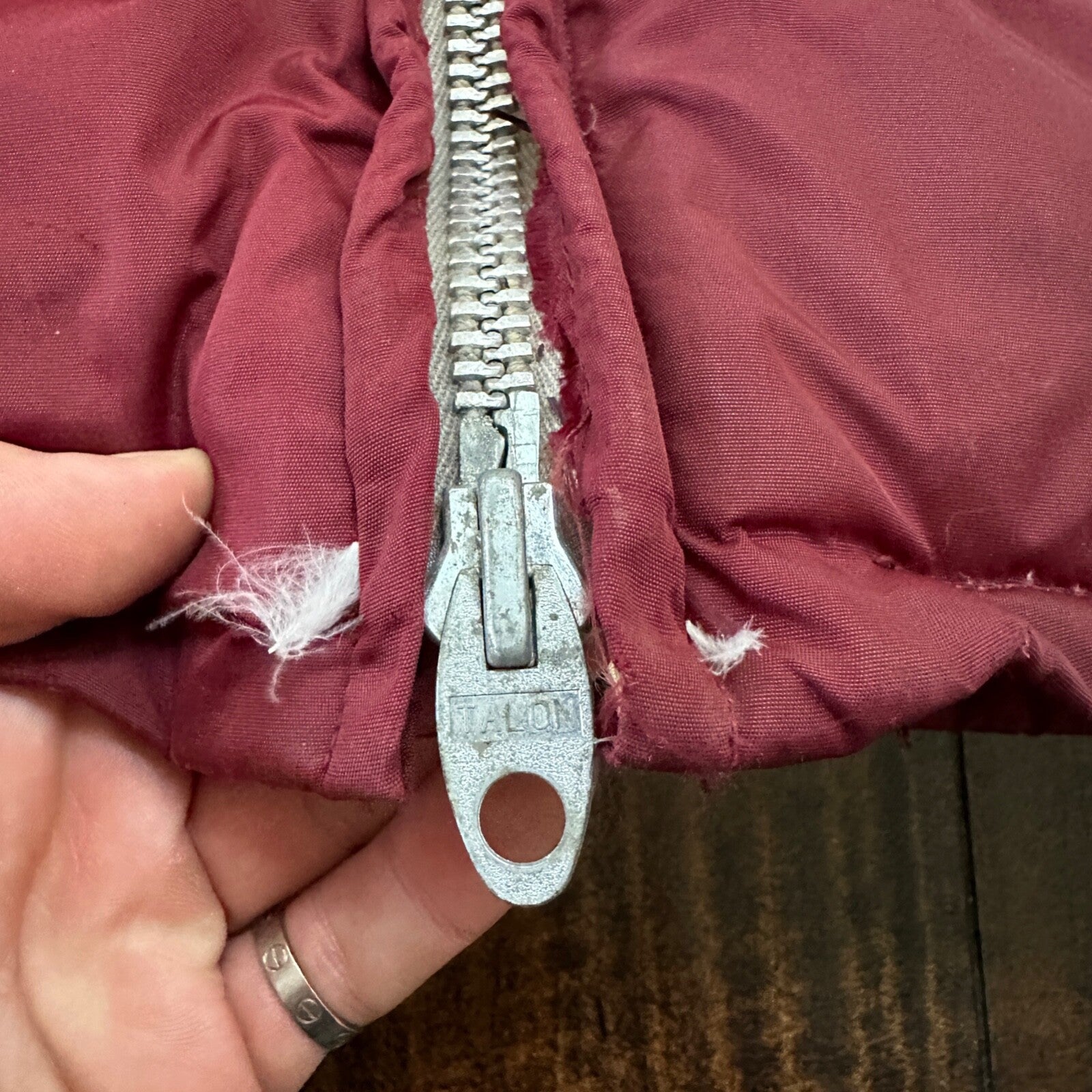 Vintage 1960s Goose Down Alp Sport Jacket L Ski Parka Coat Red Talon zip Bauer