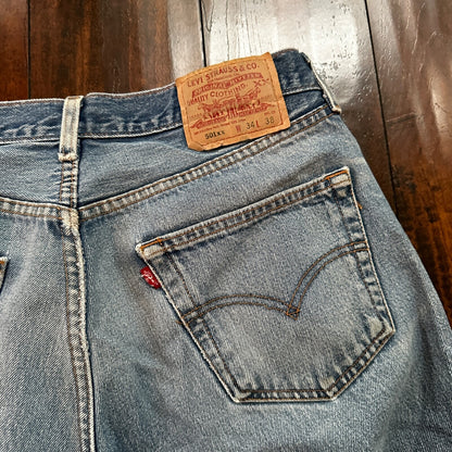 VTG 90s Levis 501 Button Fly 34x38 Tag Jeans Straight Wash Y2K Blue XX Act 30x33